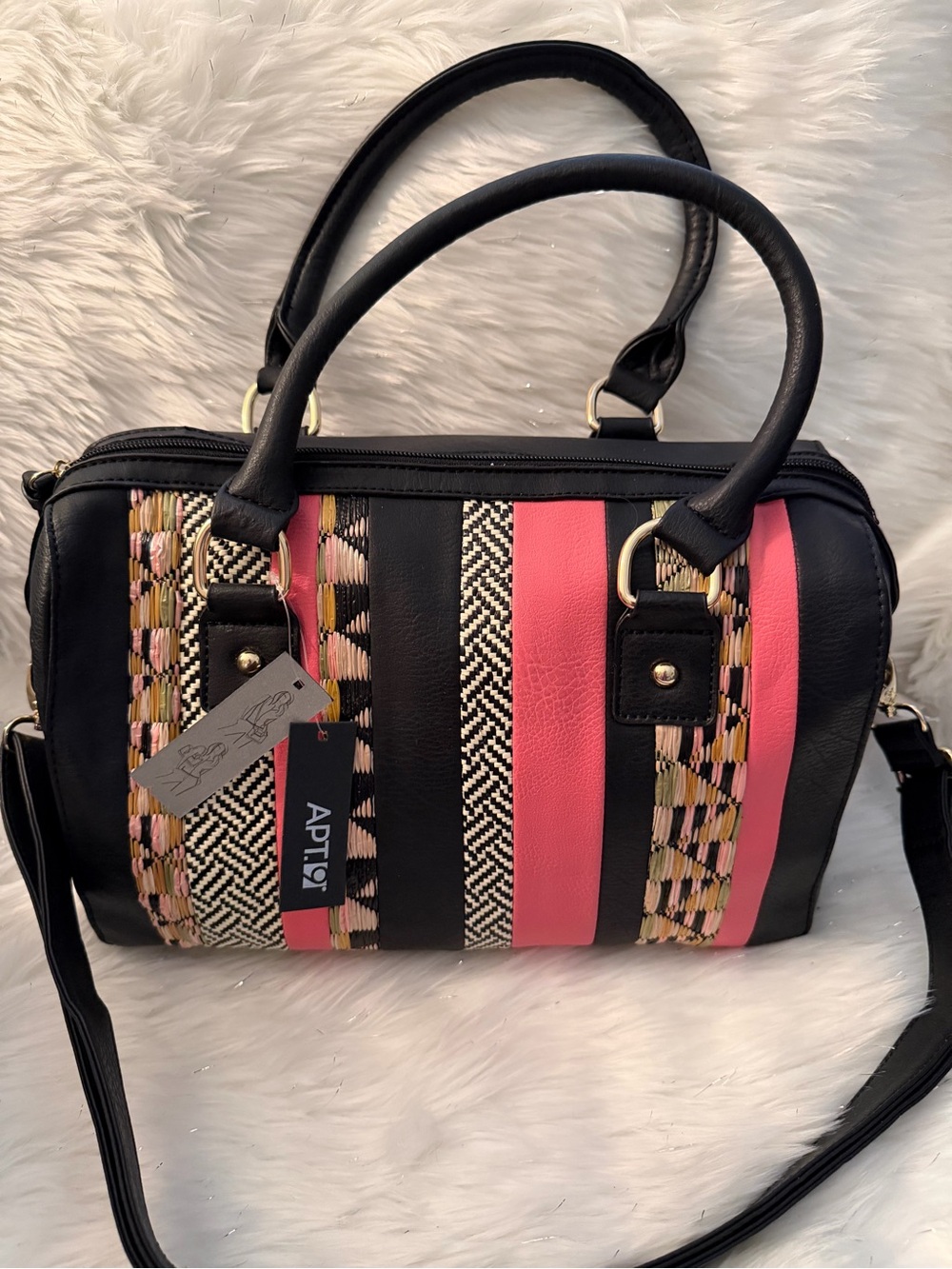Apt. 9 Striped Satchel with Woven Accents